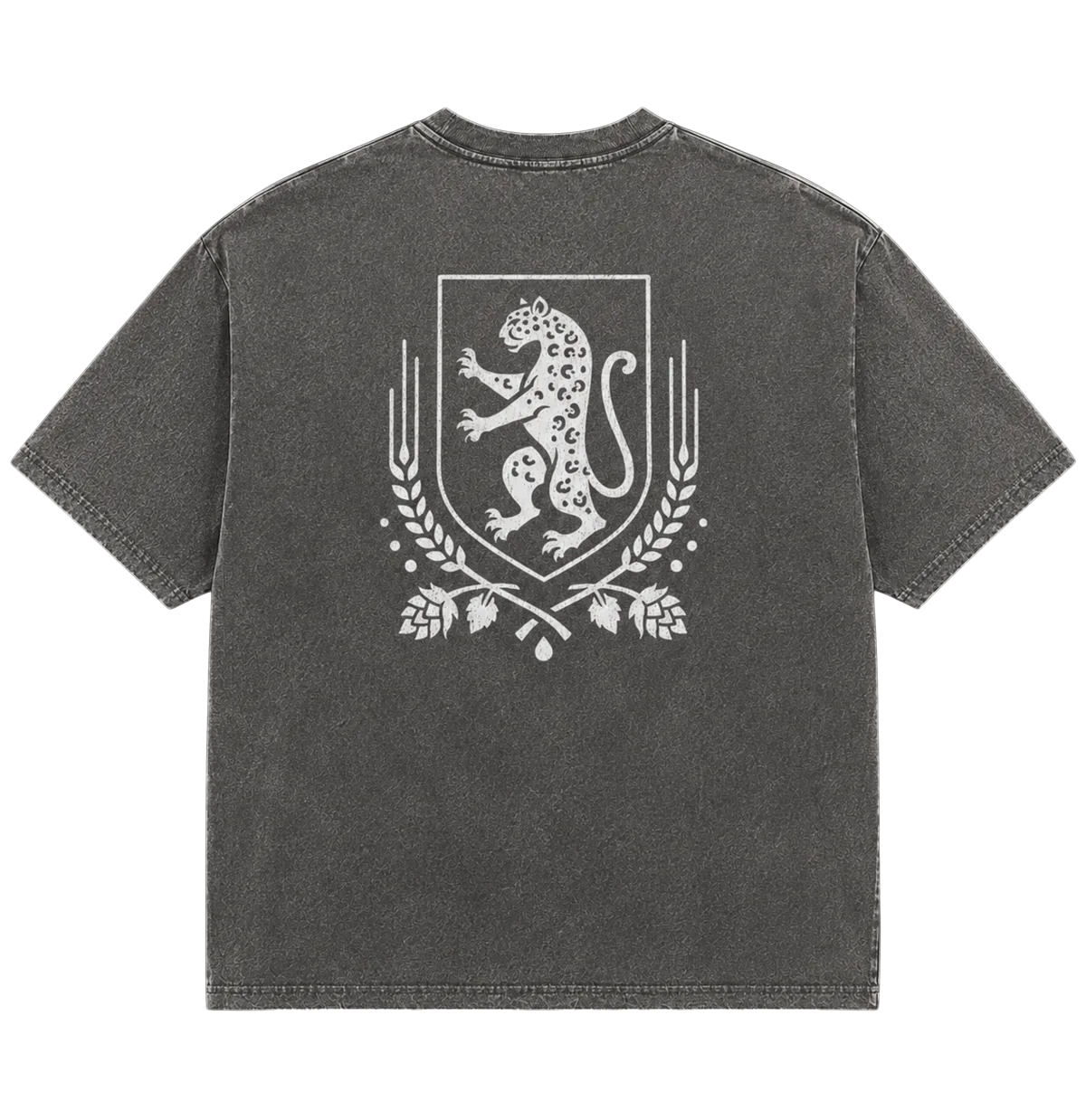 Black tee with the ivory Leopard Mark crest on the left chest