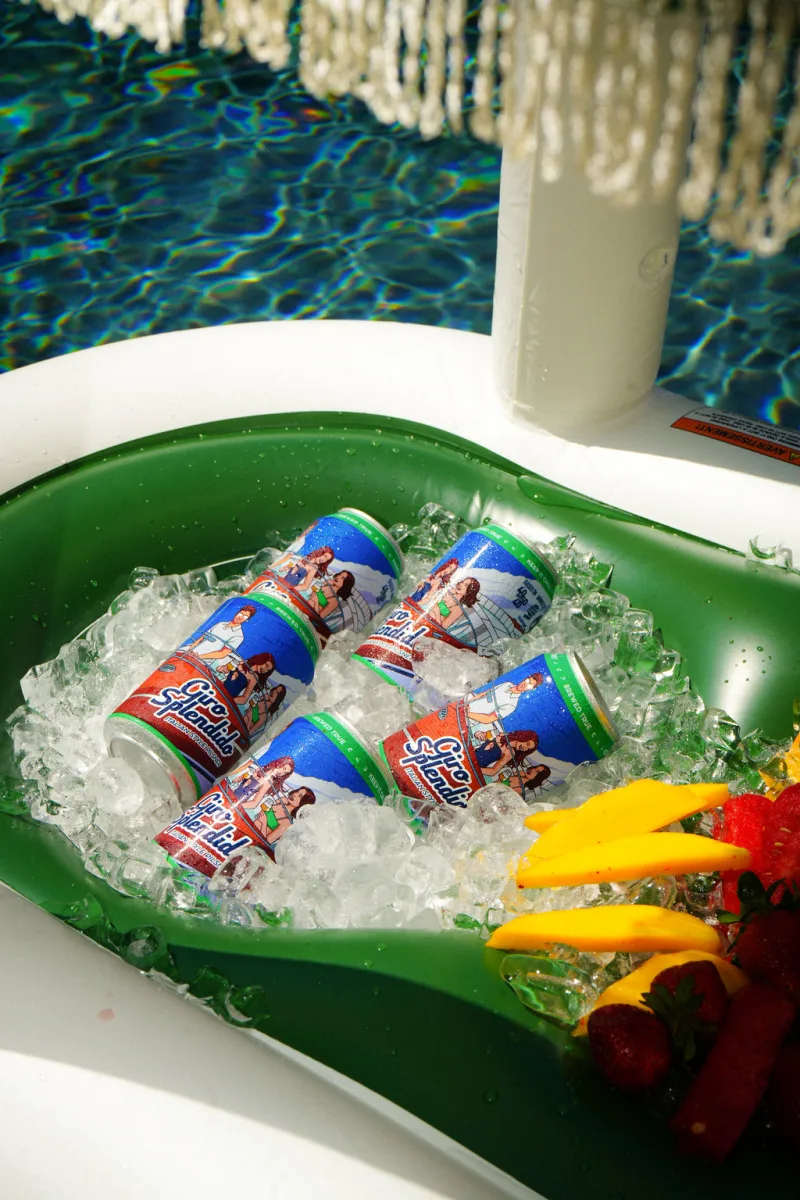 Cans bearing the mark chilled on ice