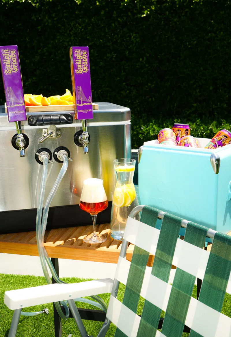 Draft taps at an outdoor table